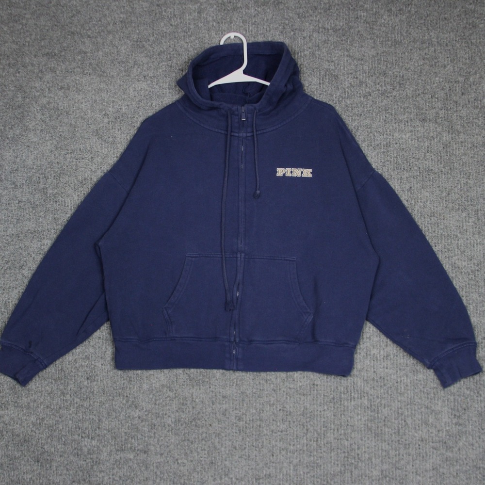 PINK Victoria's Secret‎ Full Zip Hoodie Sweatshirt Blue Women's Size M